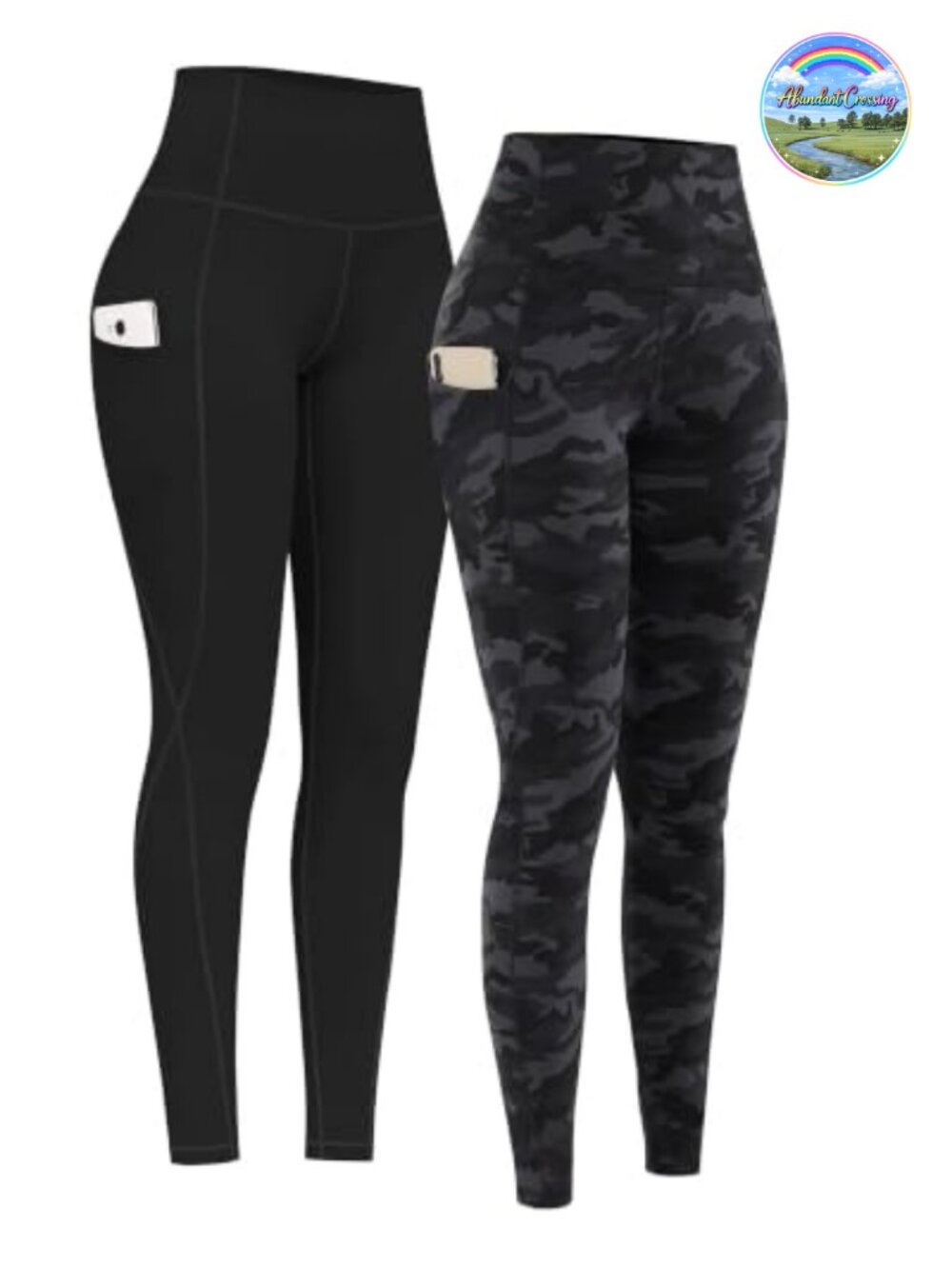 High Waist Yoga Pants with Pockets Tummy Control Capri Leggings 2 Pack